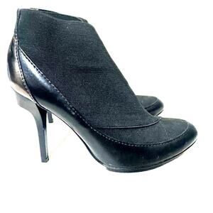 BCBG Maxazria Platform High Heels booties stiletto Black bronze leather 6.5/36.5